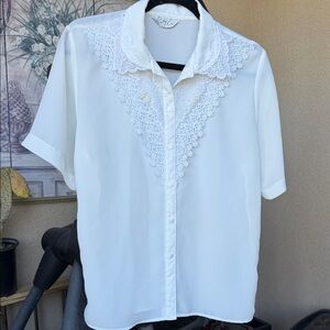 Vintage Kathy Che White Lace Blouse white medium/large